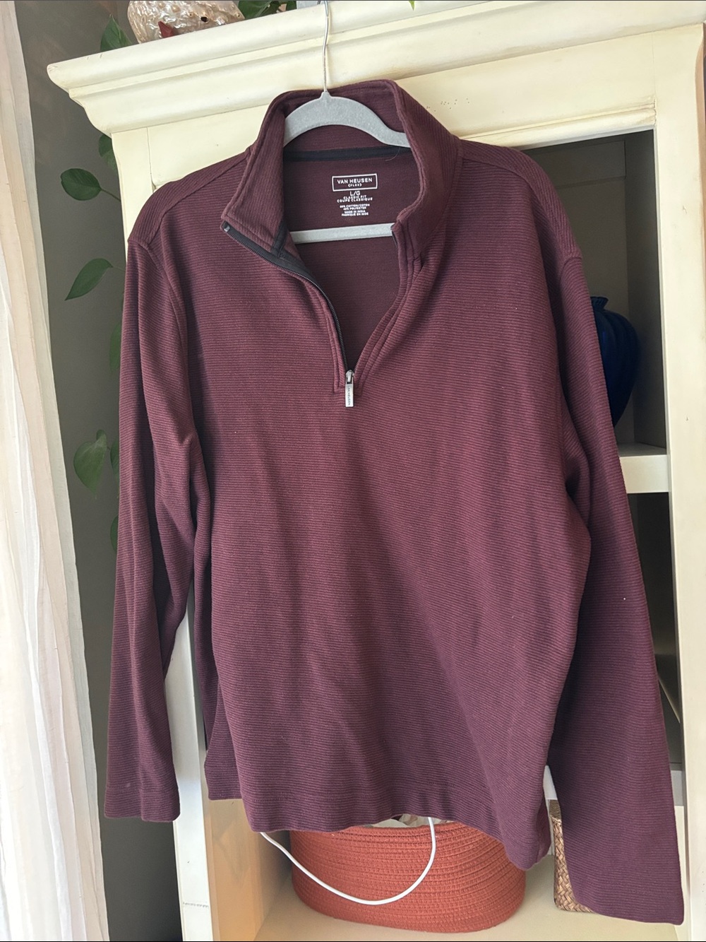 Van Heusen Men's Burgundy Quarter-Zip Pullover Sweater